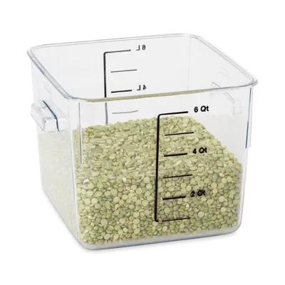 Food Storage Container 6.94 IN 6 QT Clear Square PC Food Safe 1/Each
