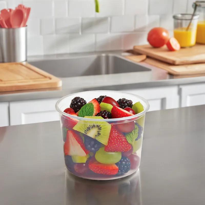HomeFresh® Deli Container Base & Lid Combo With Flat Lid 16 OZ PP Clear Round 240/Case