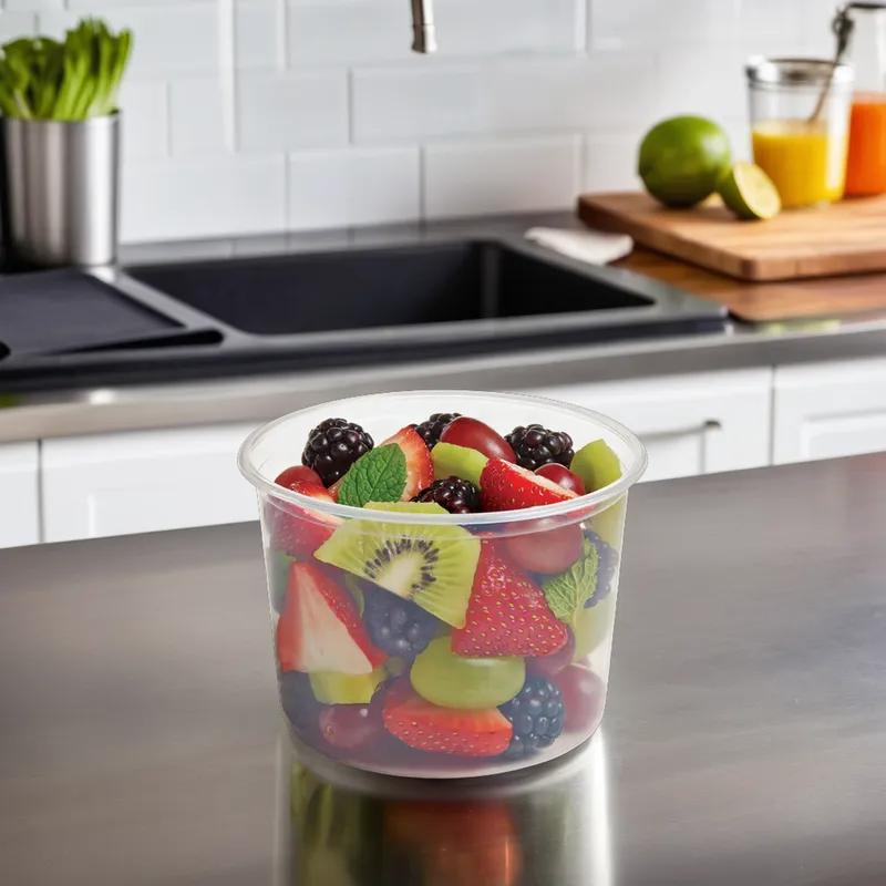 HomeFresh® Deli Container Base & Lid Combo With Flat Lid 16 OZ PP Clear Round 240/Case