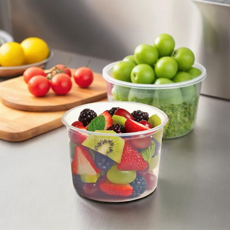 HomeFresh® Deli Container Base & Lid Combo With Flat Lid 16 OZ PP Clear Round 240/Case