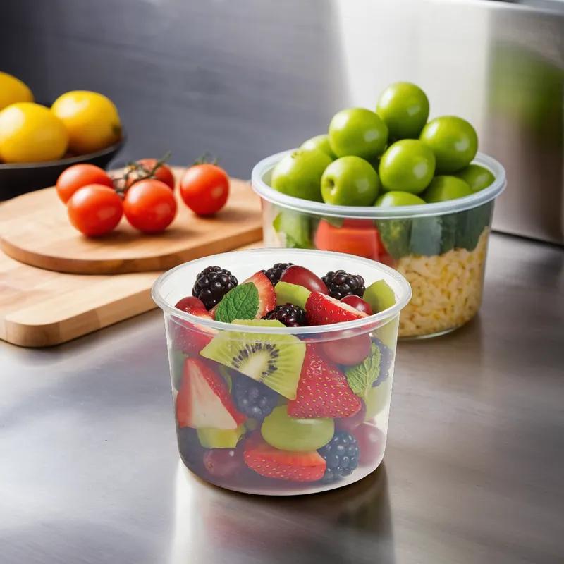 HomeFresh® Deli Container Base & Lid Combo With Flat Lid 16 OZ PP Clear Round 240/Case