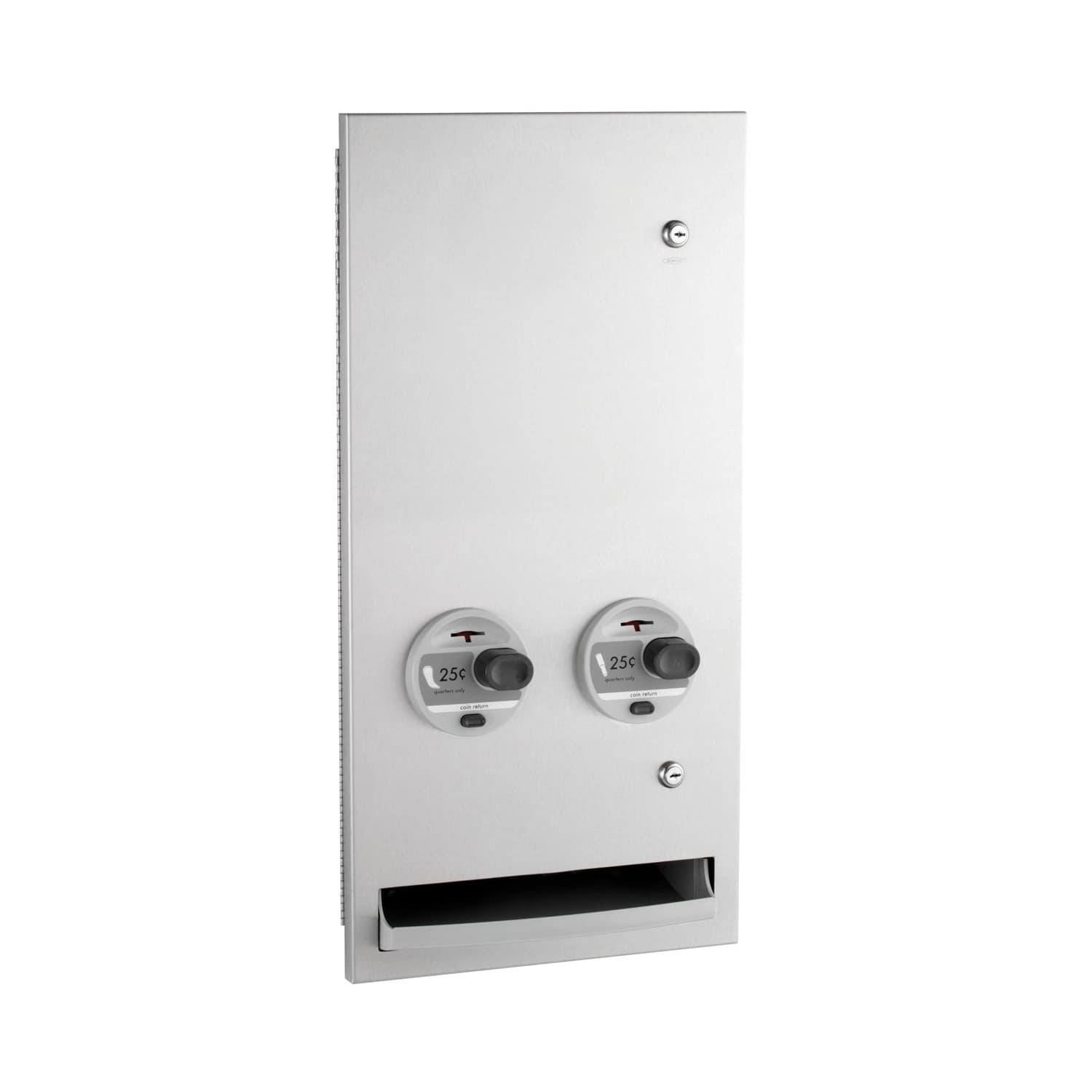 Tampon & Pad Dispenser Stainless Steel Recessed 25-Cent Operation Satin 1/Each