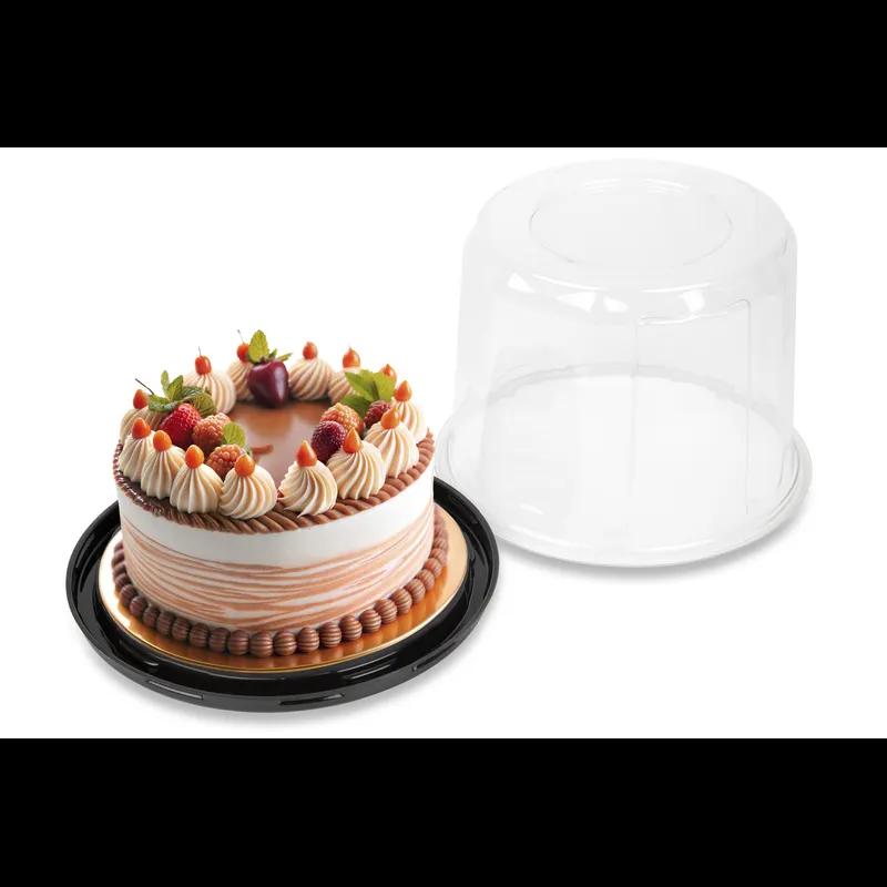 Bakery Container & Lid Combo With High Dome Lid 8X5.5 IN Plastic Black Clear Round 88/Case