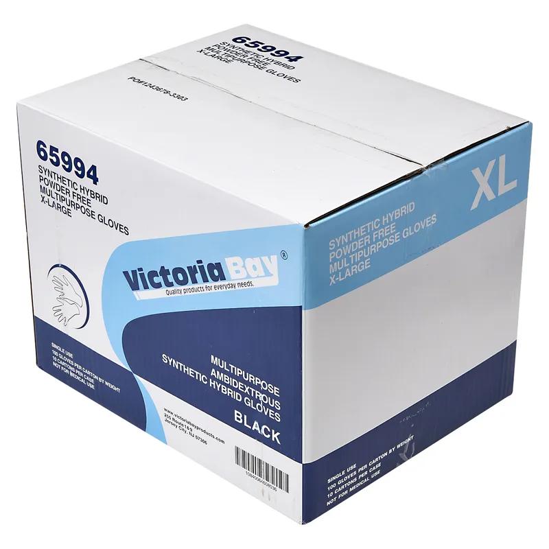 Victoria Bay General Purpose Gloves XL Black 2.5MIL Vitrile Disposable Powder-Free 100 Count/Pack 10 Packs/Case