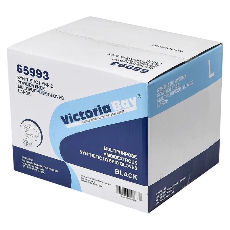 Victoria Bay General Purpose Gloves Large (LG) Black 2.5MIL Vitrile Disposable Powder-Free 100 Count/Pack 10 Packs/Case