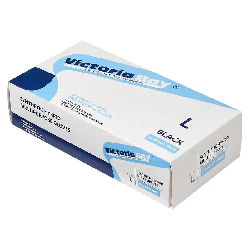 Victoria Bay General Purpose Gloves Large (LG) Black 2.5MIL Vitrile Disposable Powder-Free 100 Count/Pack 10 Packs/Case