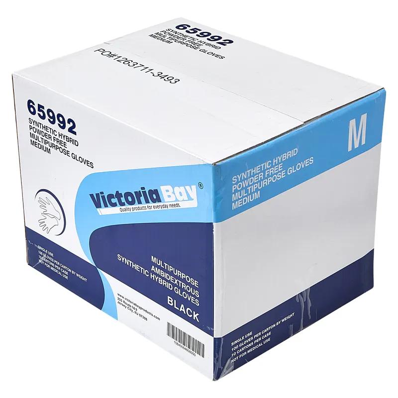 Victoria Bay General Purpose Gloves Medium (MED) Black 2.5MIL Vitrile Disposable Powder-Free 100 Count/Pack 10 Packs/Case