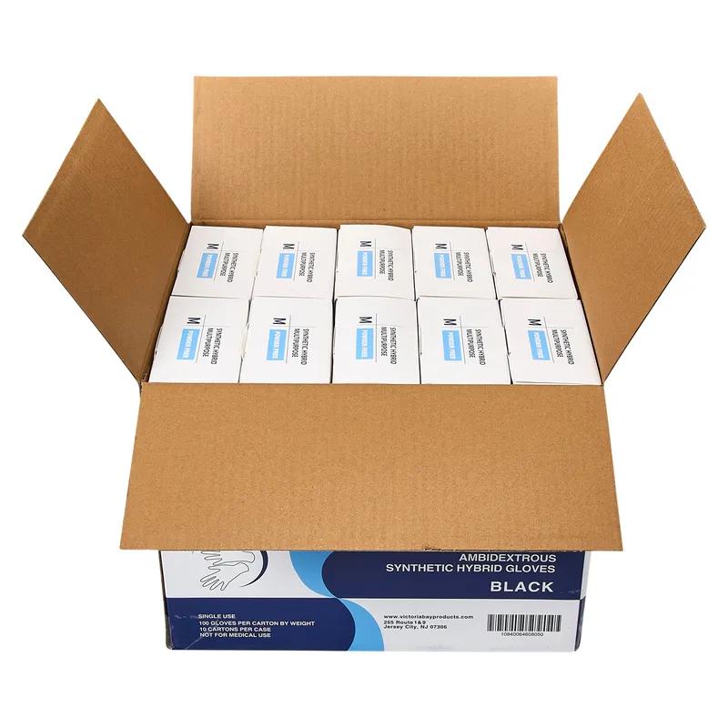 Victoria Bay General Purpose Gloves Medium (MED) Black 2.5MIL Vitrile Disposable Powder-Free 100 Count/Pack 10 Packs/Case