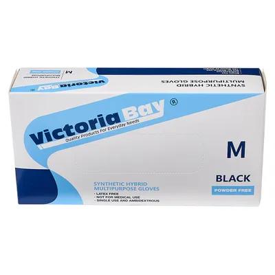 Victoria Bay Food Service Gloves Medium (MED) Black Vitrile Powder-Free 100 Count/Pack 10 Packs/Case 1000 Count/Case