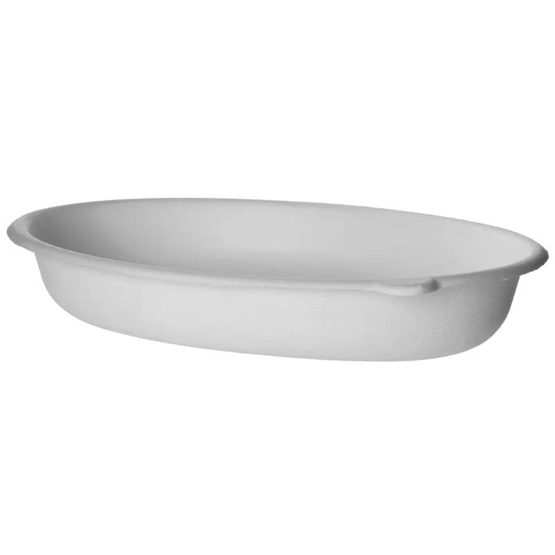 WorldView Take-Out Container Base 10X7X2 IN Sugarcane White Oval 300/Case