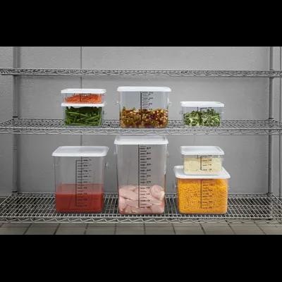 Lid Food Storage Container 8.47X0.51 IN 2-8 QT White Square LDPE With Snap Lid Food Safe Leak Resistant 1/Each