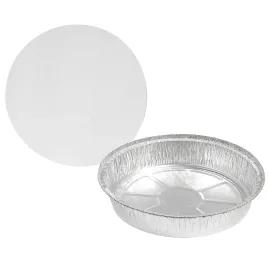 Victoria Bay Take-Out Container Base & Lid Combo With Flat Lid 9 IN Aluminum Foil-Lined Paper Round 200/Case