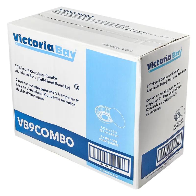 Victoria Bay Take-Out Container Base & Lid Combo With Flat Lid 9 IN Aluminum Foil-Lined Paper Round 200/Case