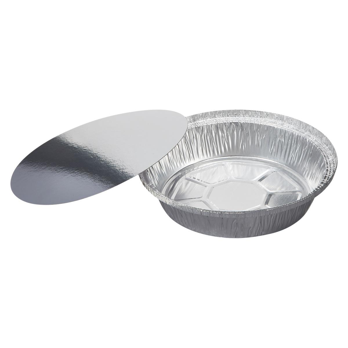 Victoria Bay Take-Out Container Base & Lid Combo With Flat Lid 7 IN Aluminum Foil-Lined Paper Round 200/Case