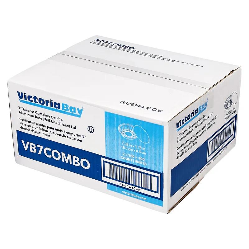 Victoria Bay Take-Out Container Base & Lid Combo With Flat Lid 7 IN Aluminum Foil-Lined Paper Round 200/Case