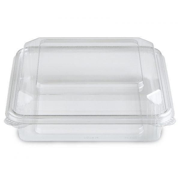 Crystal Seal® Deli Container Hinged With Dome Lid 38 OZ PET Clear Square 200/Case