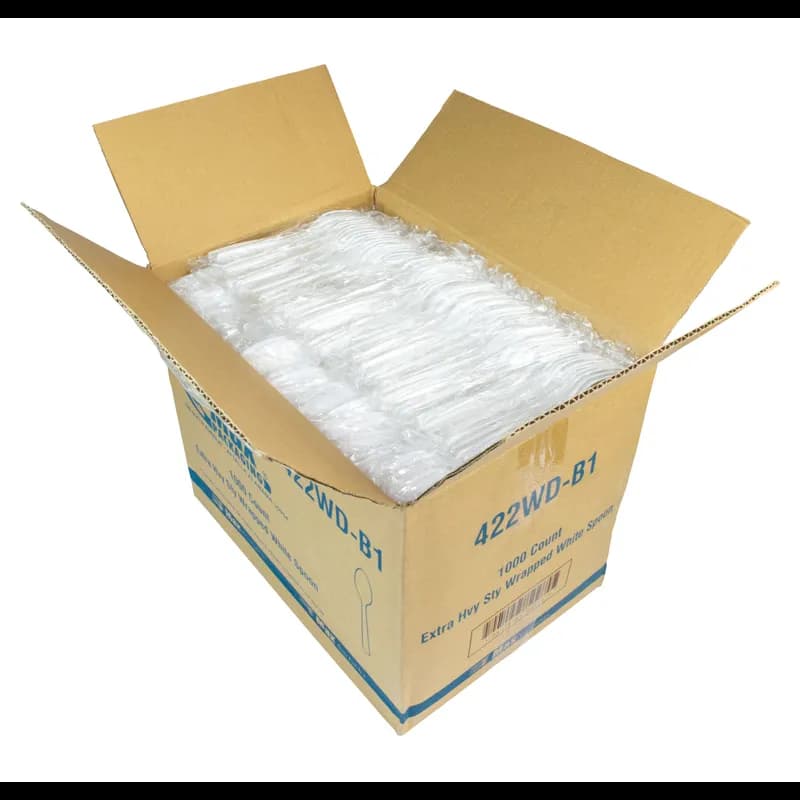 Spoon PS White Extra Heavy Duty Individually Wrapped 1000/Case