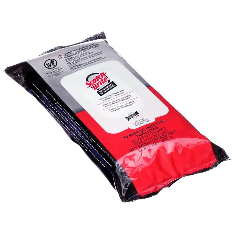 Scotch-Brite™ Scotchgard™ Stainless Steel Cleaner Degreaser 12X9 IN Wipe 30 Count/Pack 6 Packs/Case 180 Count/Case