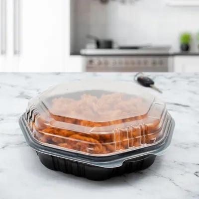 Solo® Creative Carryouts® OctaView® Take-Out Container Hinged 7.94X7.47X3.11 IN PP Black Clear 100/Case