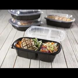 Take-Out Container Hinged With Dome Lid 6X9X3.5 IN PP Clear Black Rectangle 264/Case