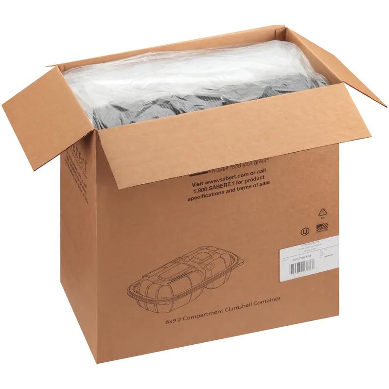 Take-Out Container Hinged With Dome Lid 6X9X3.5 IN PP Clear Black Rectangle 264/Case