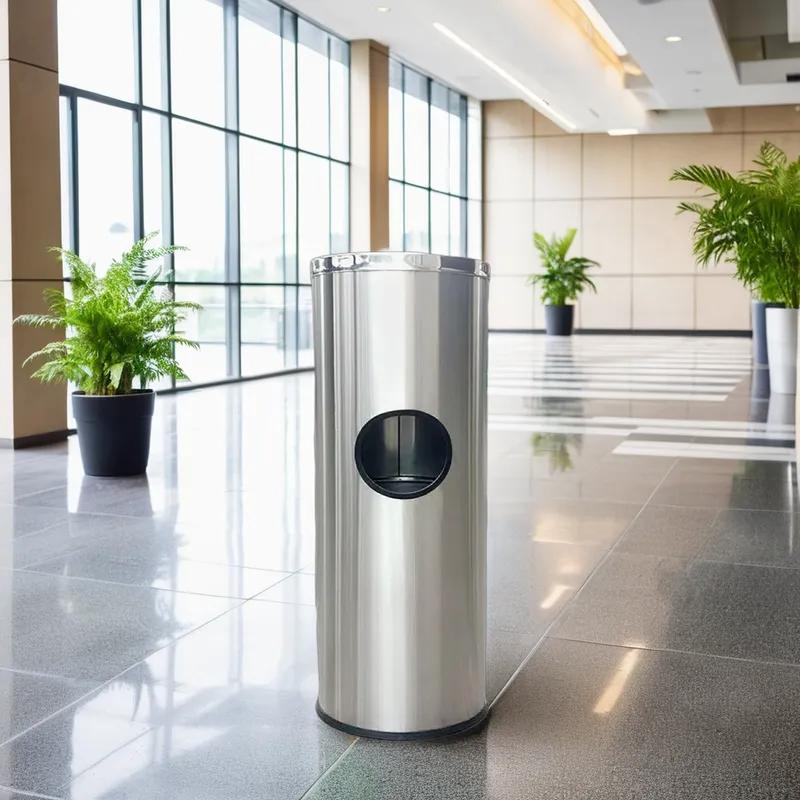 Trash Can 12X12 IN Silver Stainless Steel 1/Each