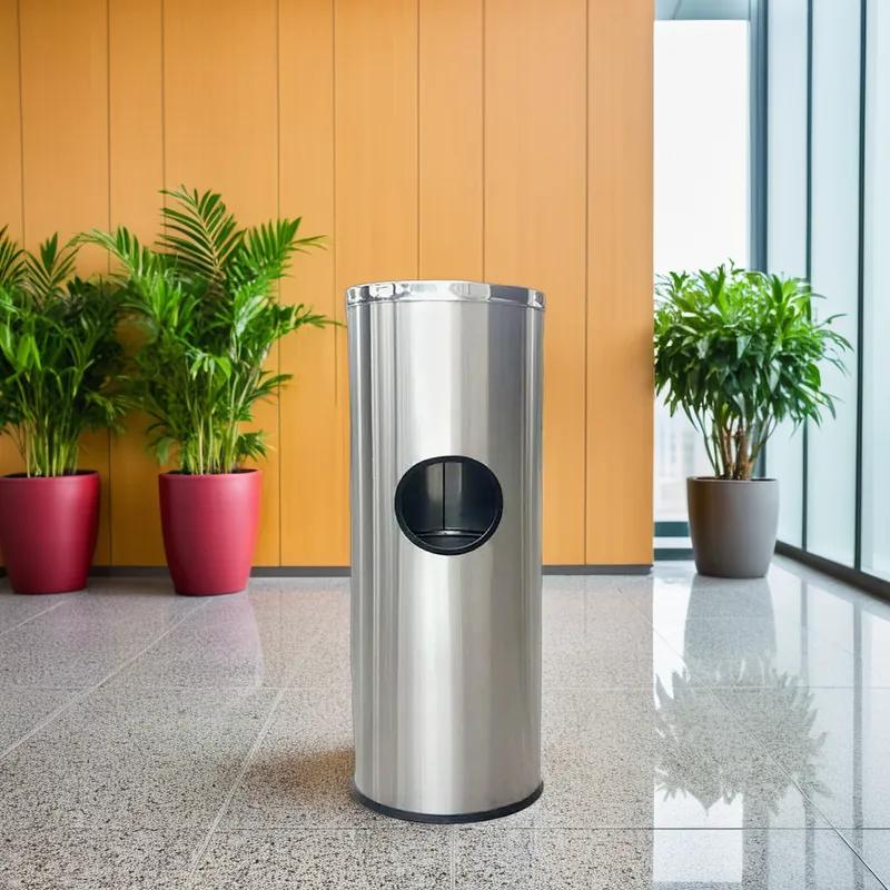 Trash Can 12X12 IN Silver Stainless Steel 1/Each