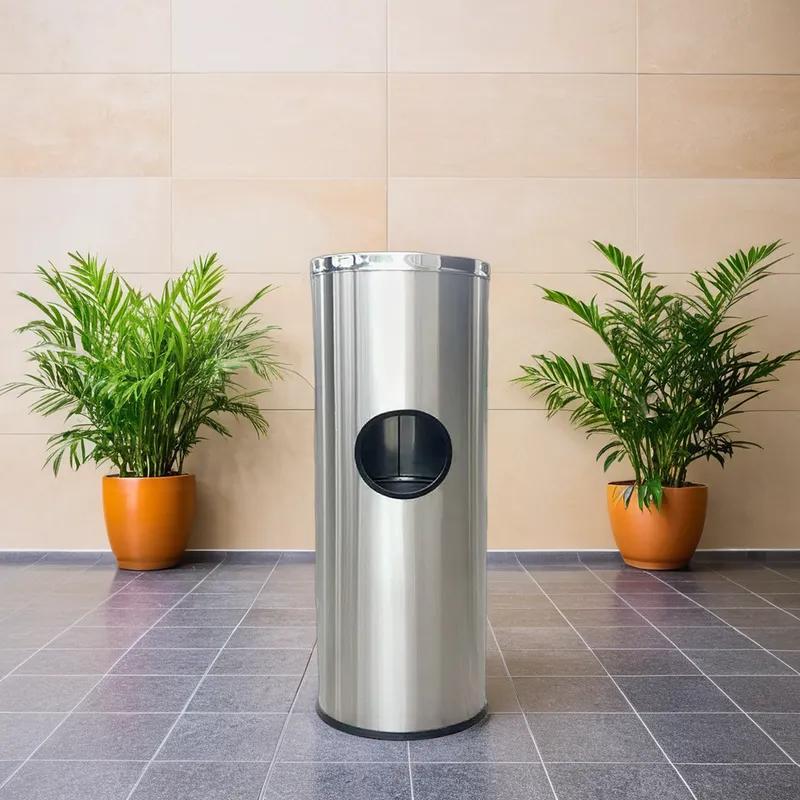 Trash Can 12X12 IN Silver Stainless Steel 1/Each