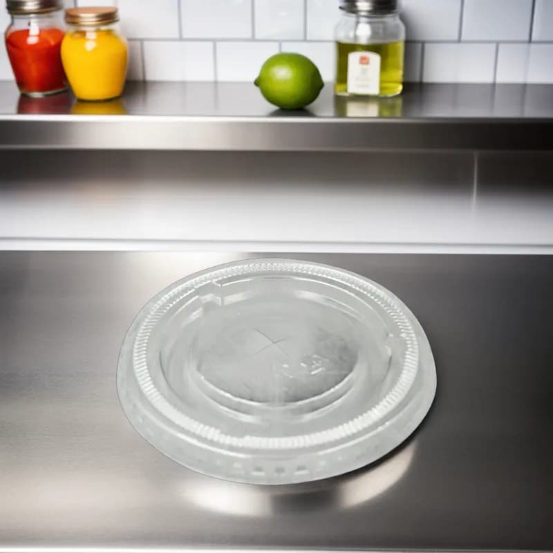 Victoria Bay 78 Series Lid Flat 3.2X0.3 IN PET Clear For 7-8-10 OZ Cold Cup Straw Slot 100 Count/Pack 20 Packs/Case