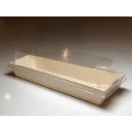 Take-Out Tray Base & Lid Combo With Dome Lid 9.8X3 IN RPET Wood Wood Clear Rectangle 100/Case