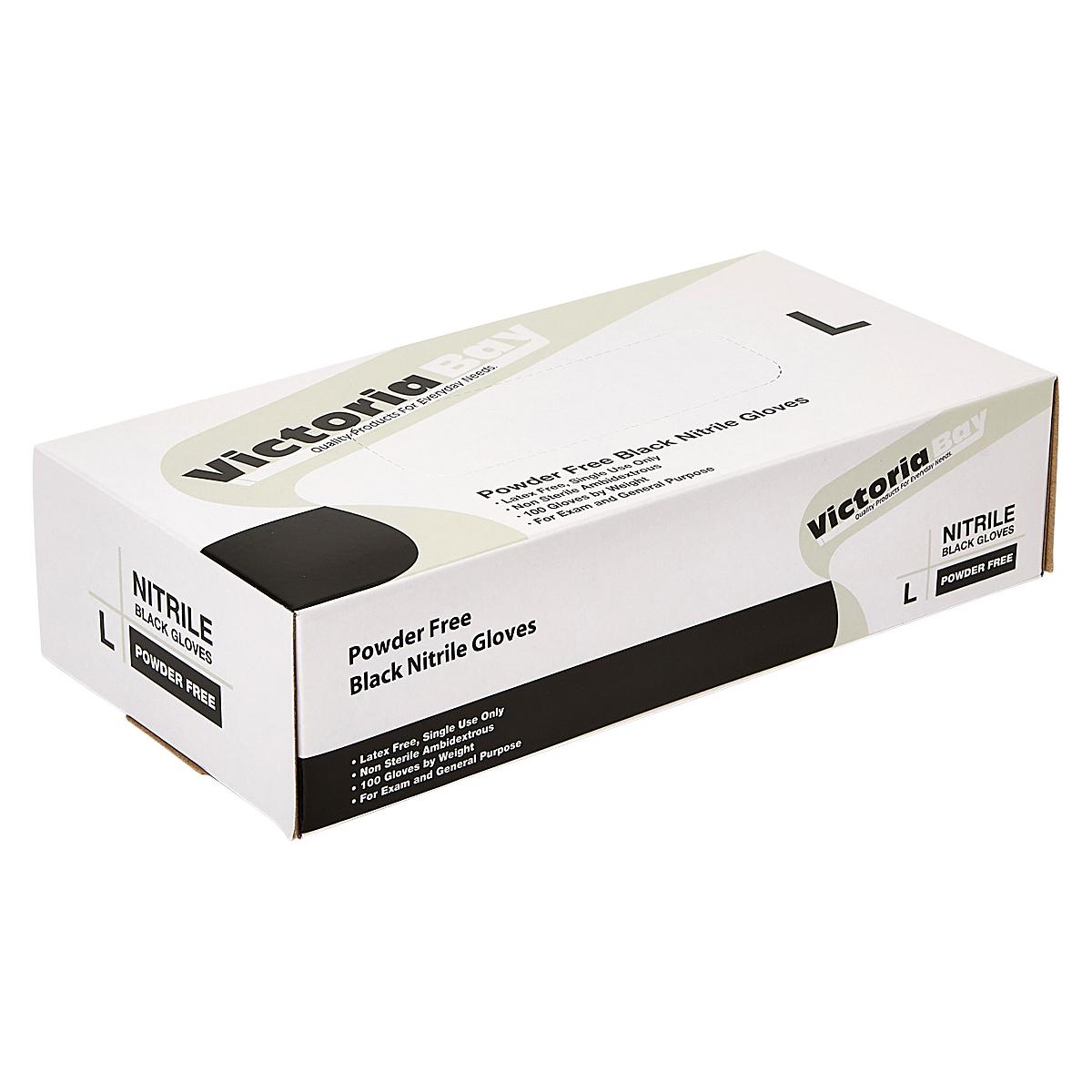 Victoria Bay Examination Gloves Large (LG) Black 3MIL Nitrile Disposable Powder-Free 1000/Case