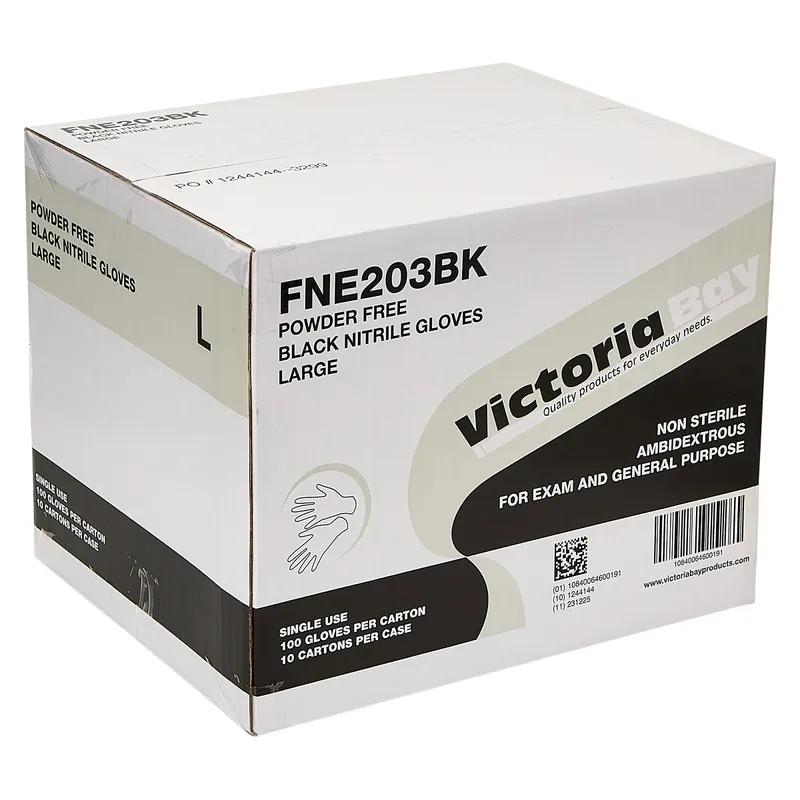 Victoria Bay Examination Gloves Large (LG) Black 3MIL Nitrile Disposable Powder-Free 1000/Case