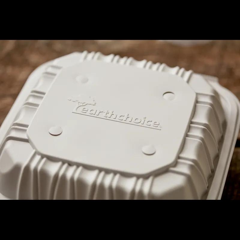 Take-Out Container Hinged 8.4X8.7X3.1 IN 3 Compartment MFPP White Square Vented 146/Case