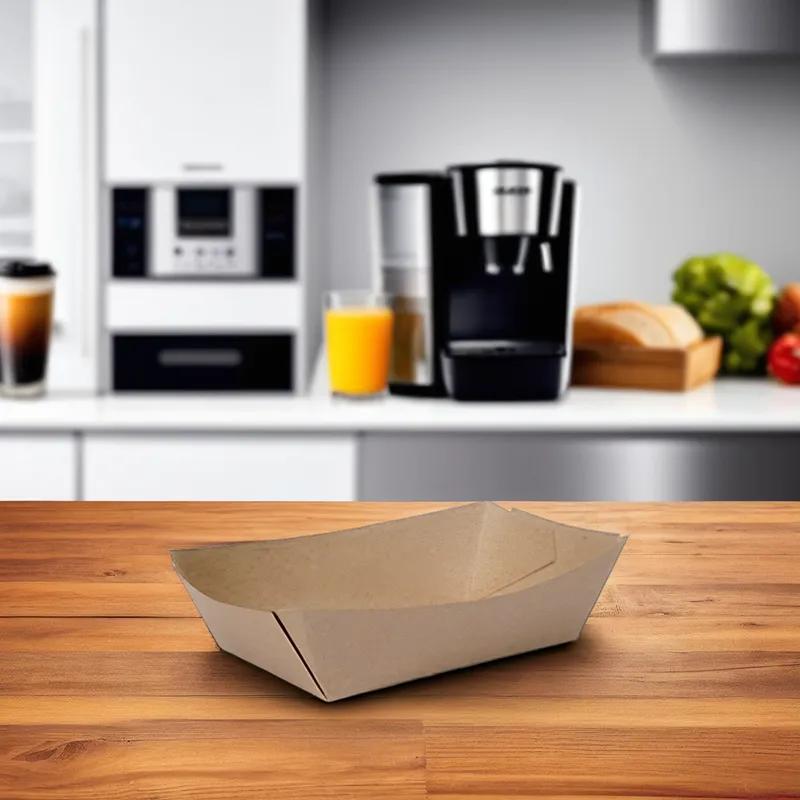 Food Tray 2.5 LB Paper Kraft Rectangle 500/Case