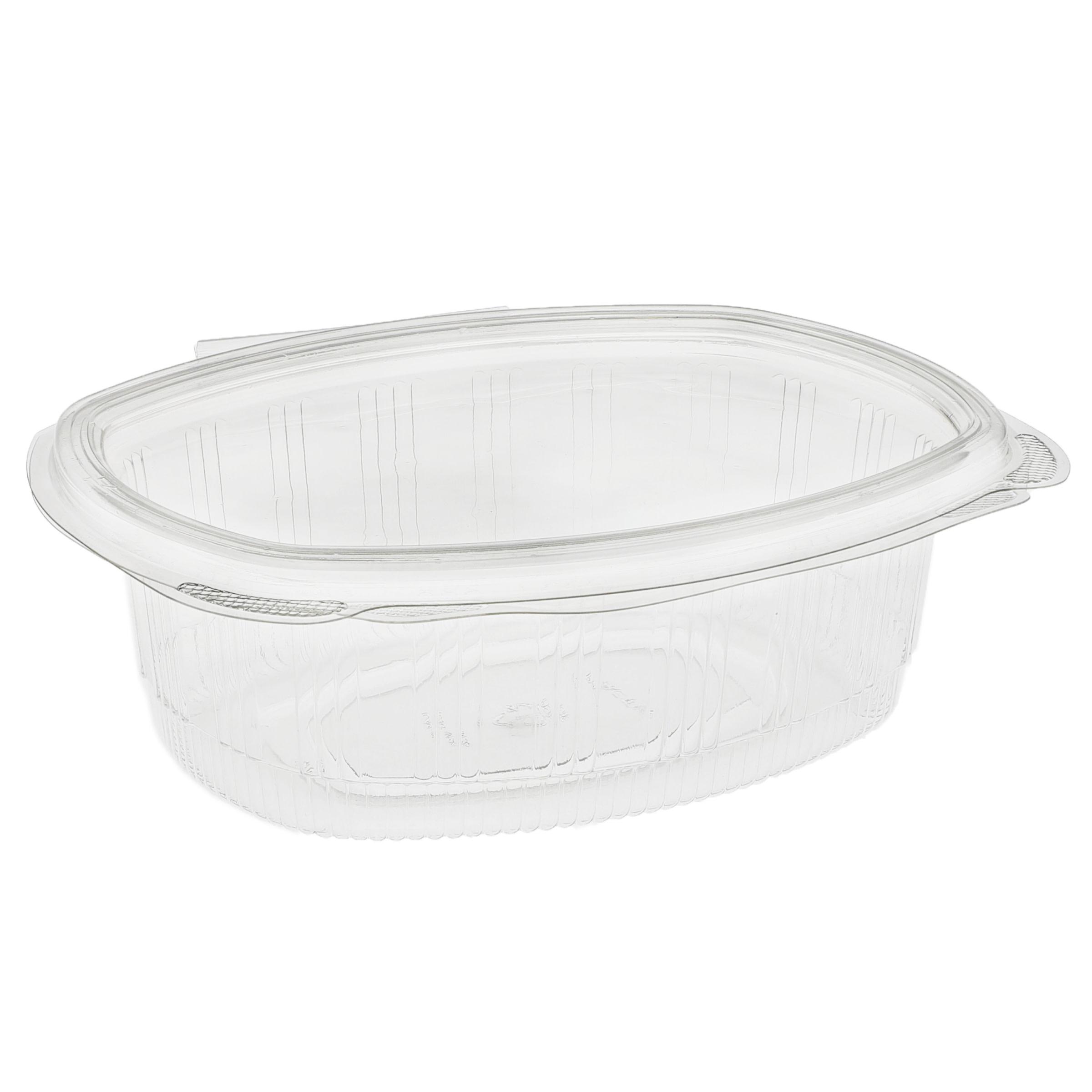 Deli Container Hinged With Flat Lid 24 OZ RPET Clear Rectangle 280/Case