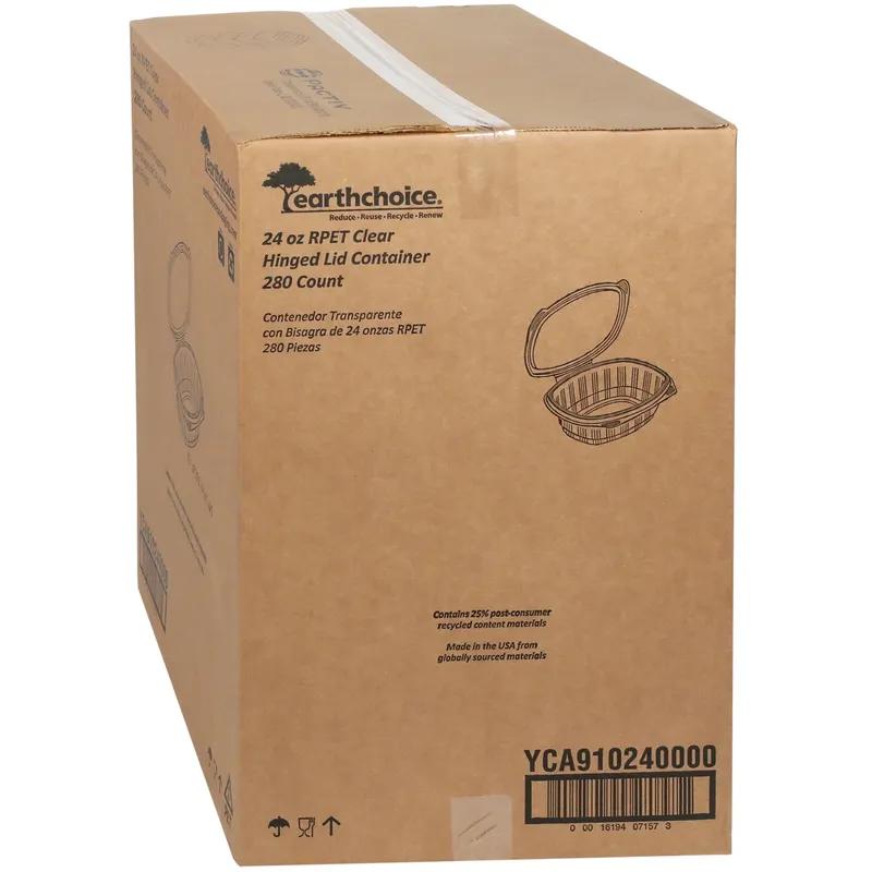 Deli Container Hinged With Flat Lid 24 OZ RPET Clear Rectangle 280/Case