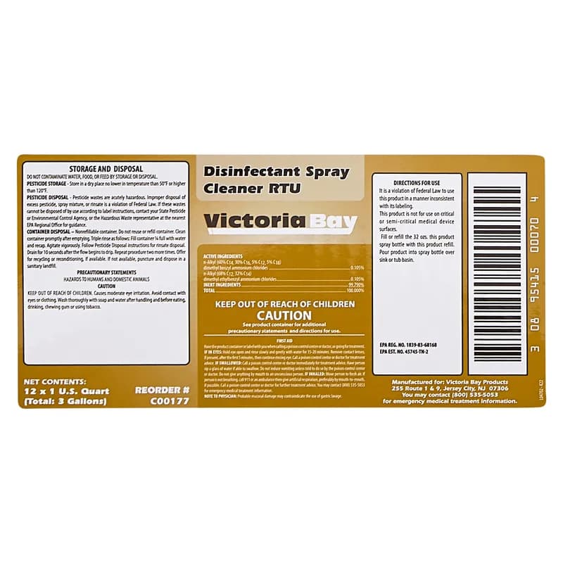 Victoria Bay Peroxide Disinfectant Cleaner RTU 32 FLOZ 12/Case