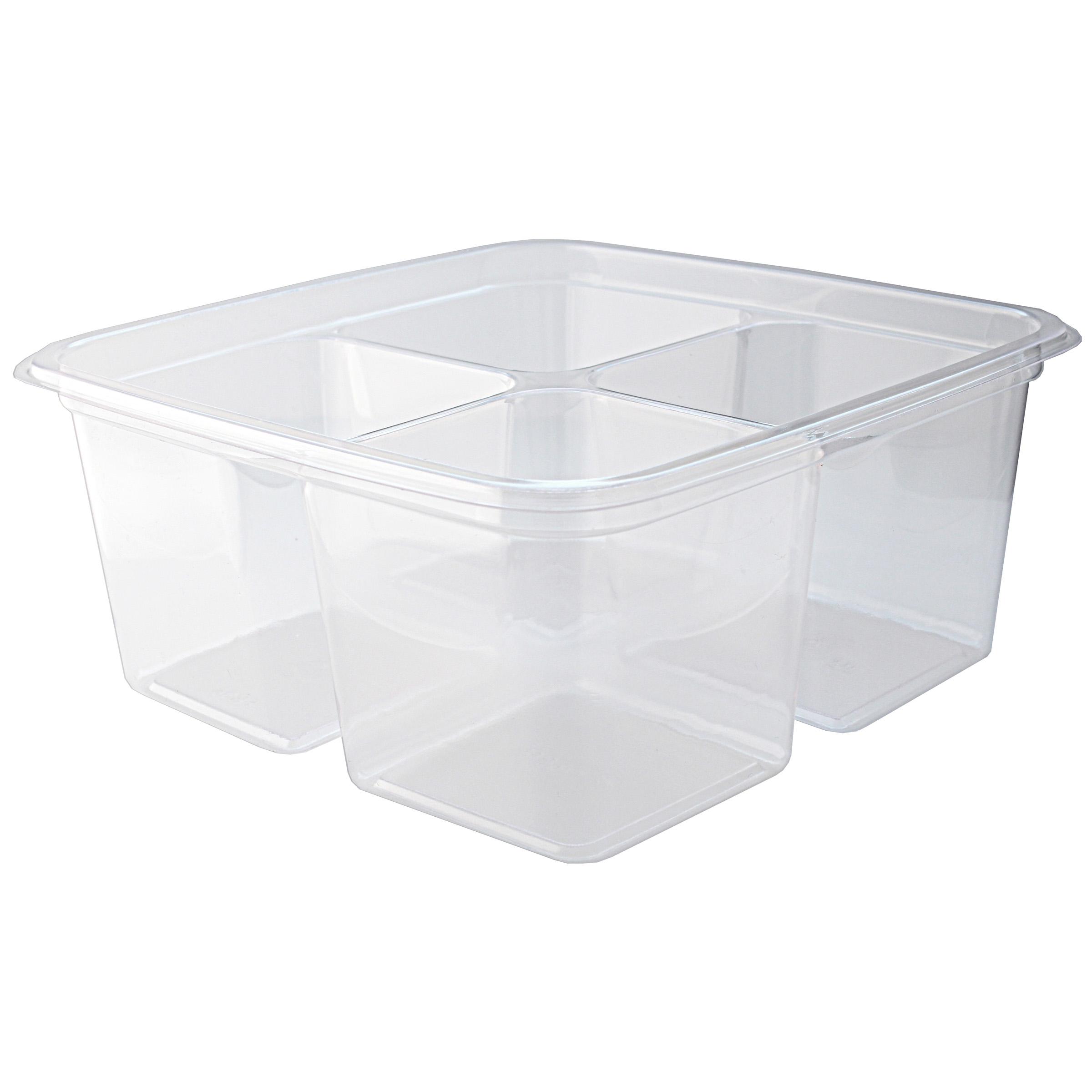 Greenware® Deli Container Base 28 OZ 4 Compartment PLA Clear Square 300/Case