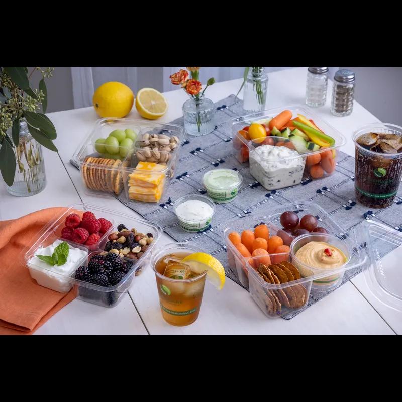Greenware® Deli Container Base 28 OZ 4 Compartment PLA Clear Square 300/Case