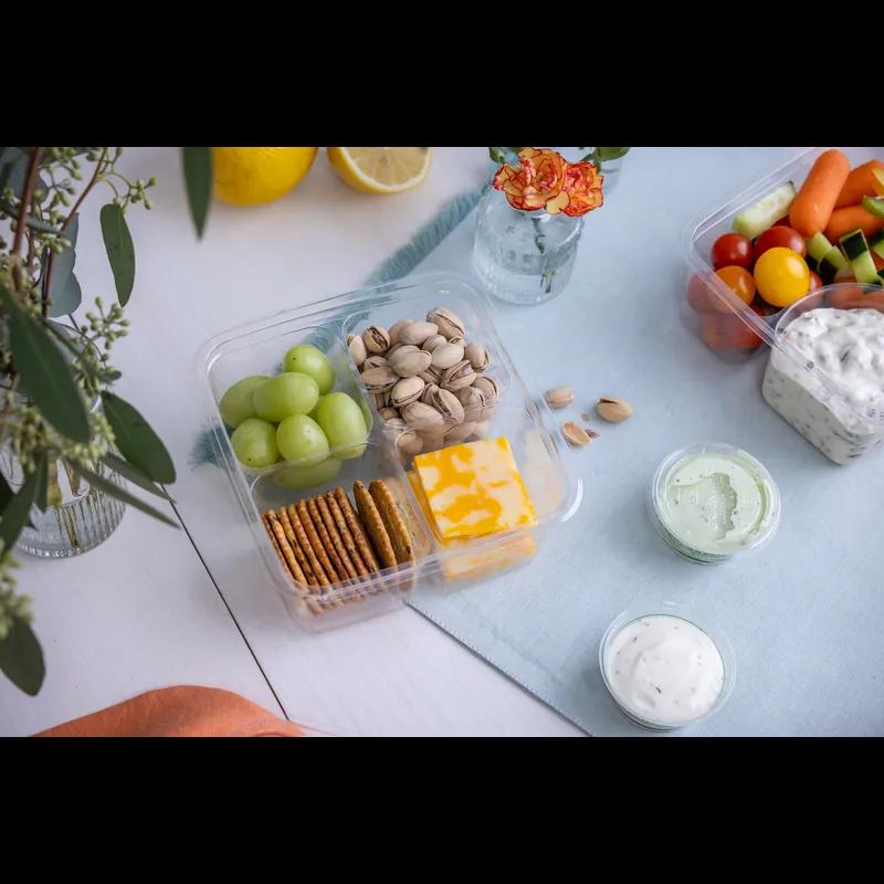 Greenware® Deli Container Base 28 OZ 4 Compartment PLA Clear Square 300/Case