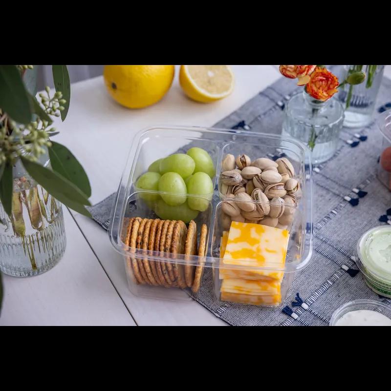 Greenware® Deli Container Base 28 OZ 4 Compartment PLA Clear Square 300/Case