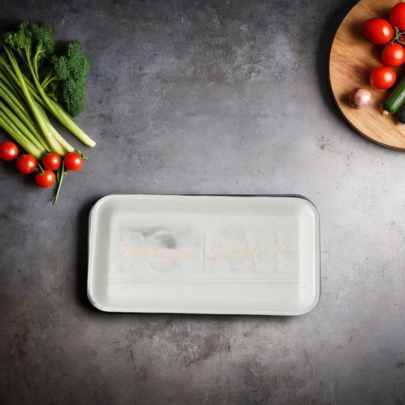 17S Meat Tray 8.5X4.5X0.63 IN Polystyrene Foam White Rectangle 1000/Case