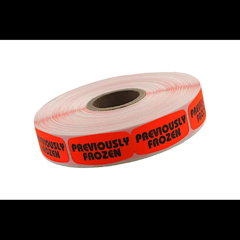 Previously Frozen Label Black Fluorescent Red Short Oval Dayglo 1000 Count/Roll 50 Rolls/Case 50000 Count/Case