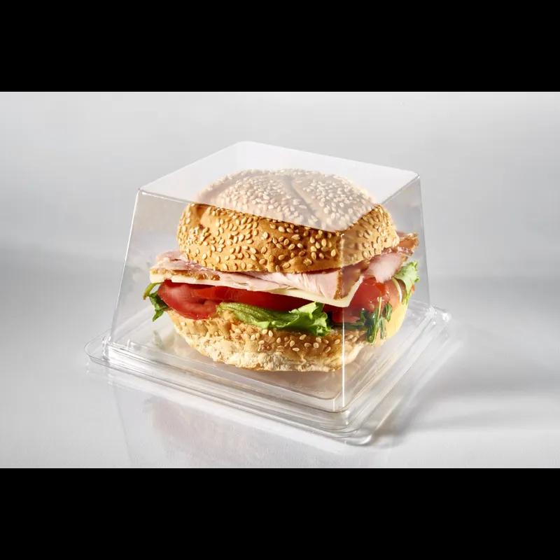 Fresh N' Sealed® Sandwich Take-Out Container Hinged With Dome Lid Large (LG) 6X6X3 IN PET Clear Square 260/Case