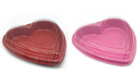 Take-Out Container Base & Lid Combo With Flat Lid 20 OZ Plastic Pink Red Heart 50/Case