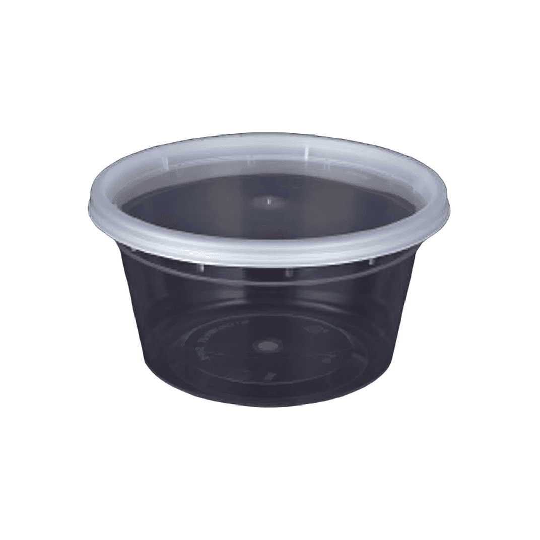 Deli Container Base & Lid Combo With Flat Lid 12 OZ PP Clear Round 240/Case