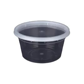 Deli Container Base & Lid Combo With Flat Lid 12 OZ PP Clear Round 240/Case