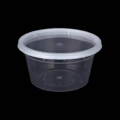 Deli Container Base & Lid Combo With Flat Lid 12 OZ PP Clear Round 240/Case