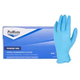 ProWorks® Examination Gloves XL Blue 4MIL Nitrile Powder-Free Textured Fingertips Beaded Cuff 100 Count/Box 10 Box/Case
