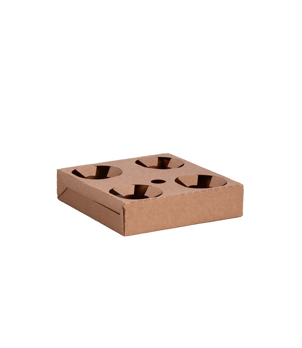 Cup Carrier 8.5X8.5X2 IN 4 Compartment Paper Without Handle 300/Case